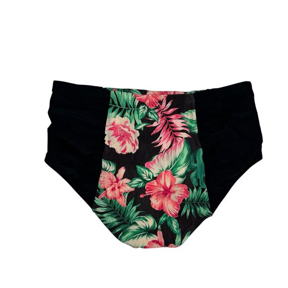 ALLURE by IMG *NEW* Black Pink Floral High Waist Swim Suit Bottom Size 1X 16/18 - Picture 2 of 3